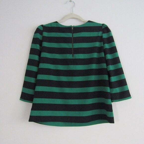Zara Striped Top Small Green Navy Blue Business Casual Office Preppy - Picture 6 of 10